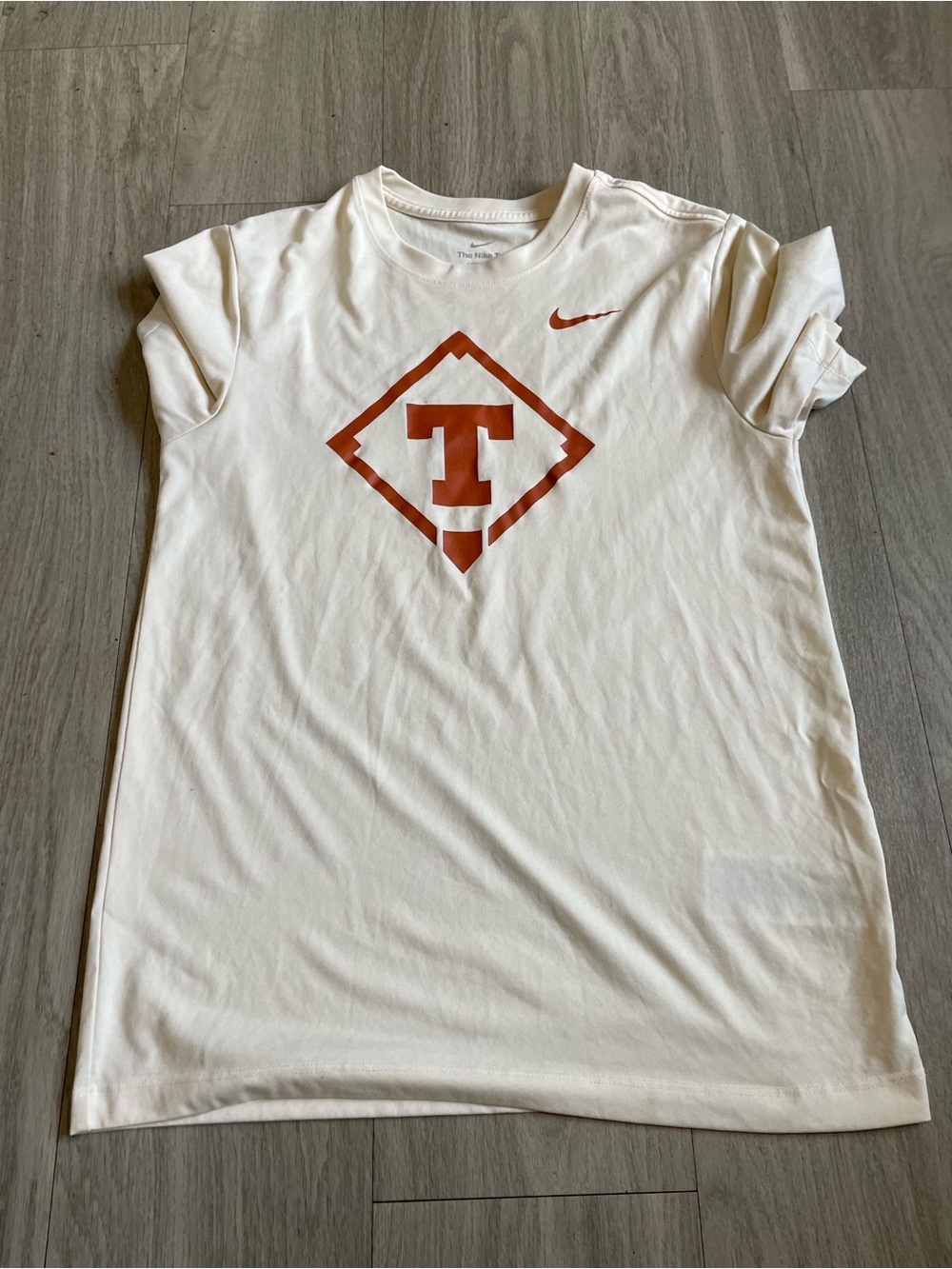 Nike White Short-Sleeve Tee with Orange 'T' Logo Texas longhorns